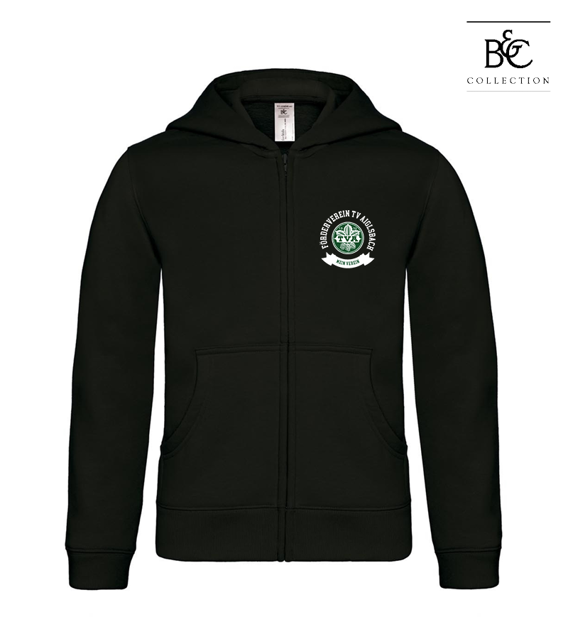 B&C Kinder Zipped Hoodie Black "Bono"