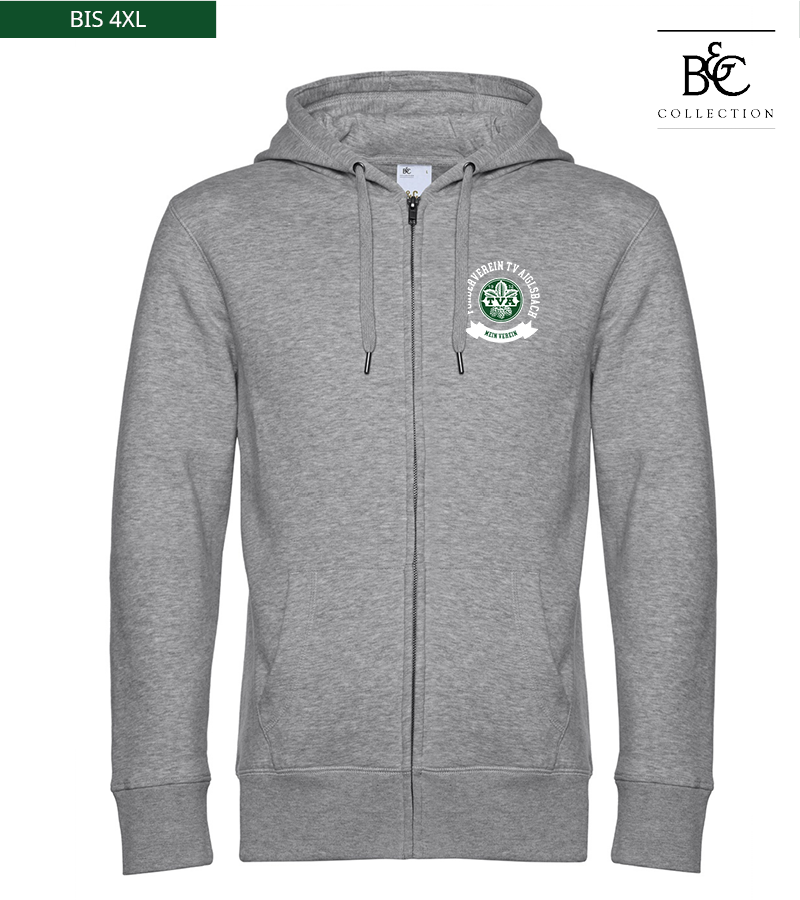 B&C Herren Zipped Hoodie Heather Grey "Bono"