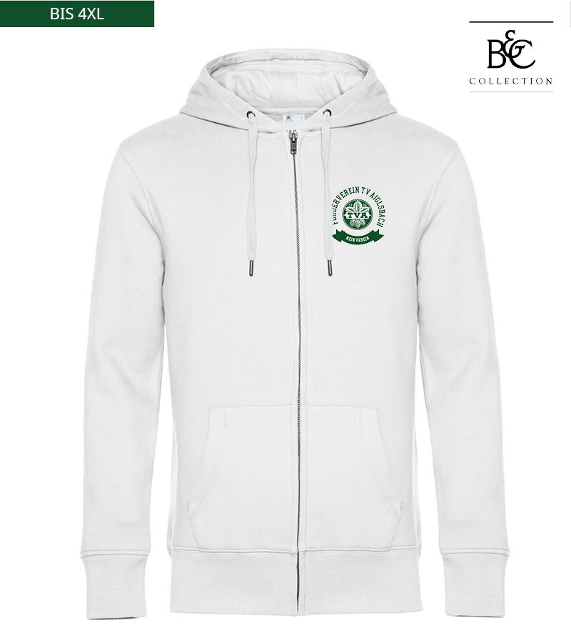 B&C Herren Zipped Hoodie White "Bono"