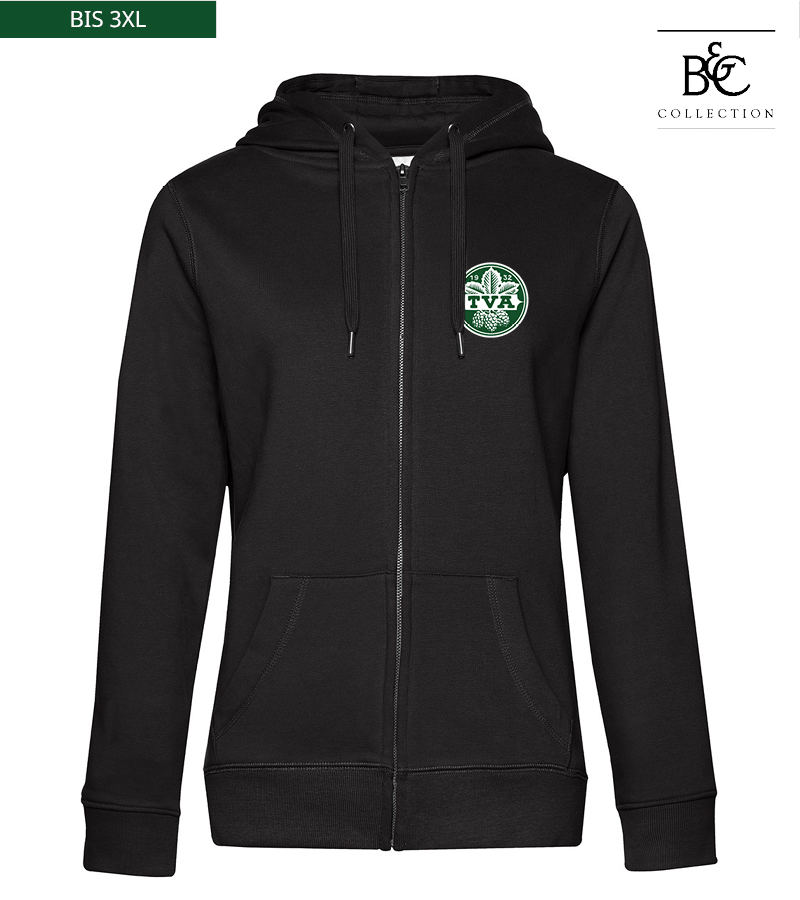 B&C Damen Zipped Hoodie Black Pure "Anton"