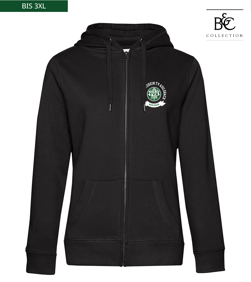 B&C Damen Zipped Hoodie Black Pure "Bono"