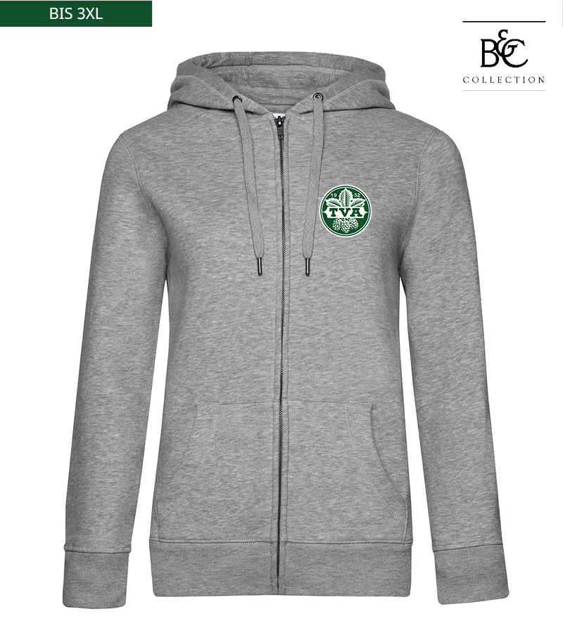 B&C Damen Zipped Hoodie Heather Grey "Anton"