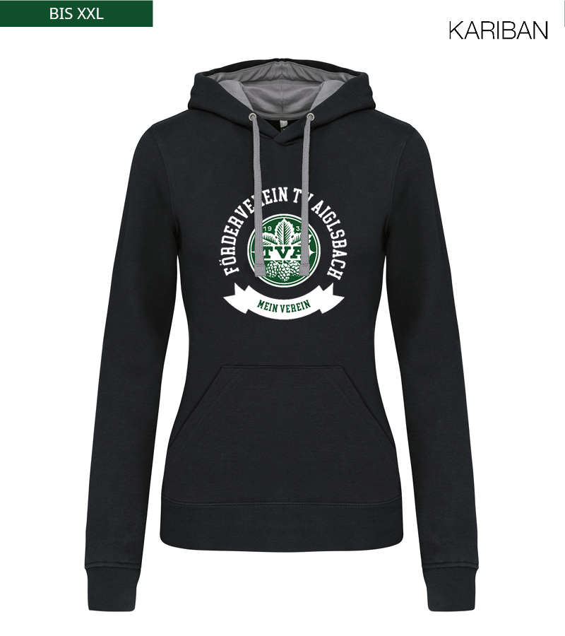 Kariban Damen Hoodie Black Fine Grey "Bono"