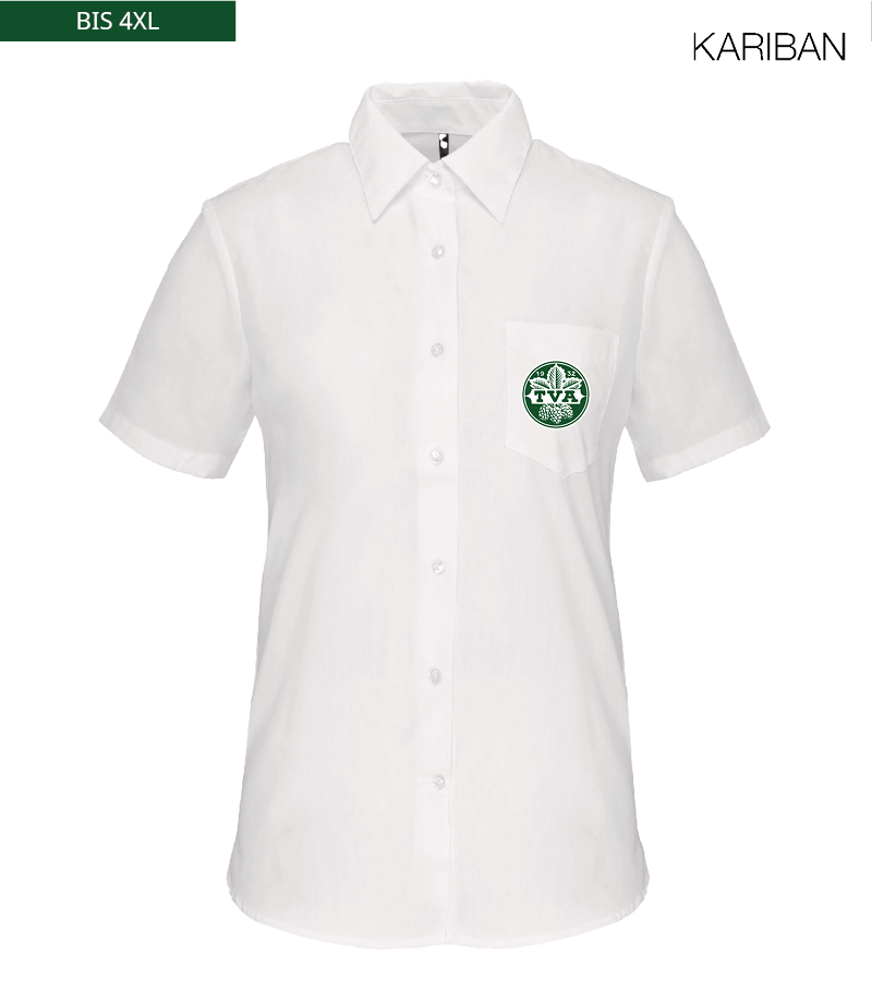Kariban Damen Kurzarmbluse White "Anton"